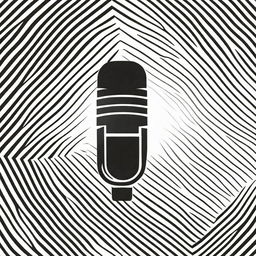 A simple vector graphic of a microphone in black and white