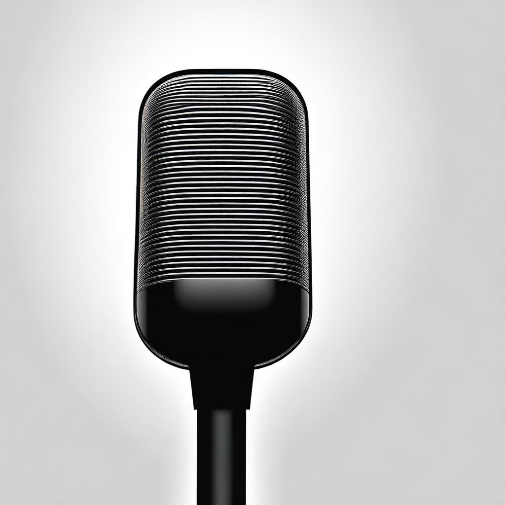 A simple silhouette of a microphone in black and white