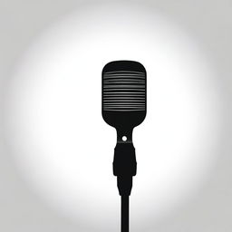 A simple silhouette of a microphone in black and white