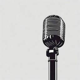 A simple silhouette of a microphone in black and white