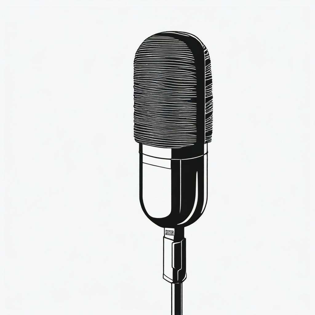 A simple drawing of a microphone in black and white