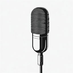 A simple drawing of a microphone in black and white