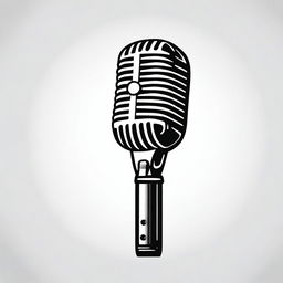 A simple drawing of a microphone in black and white