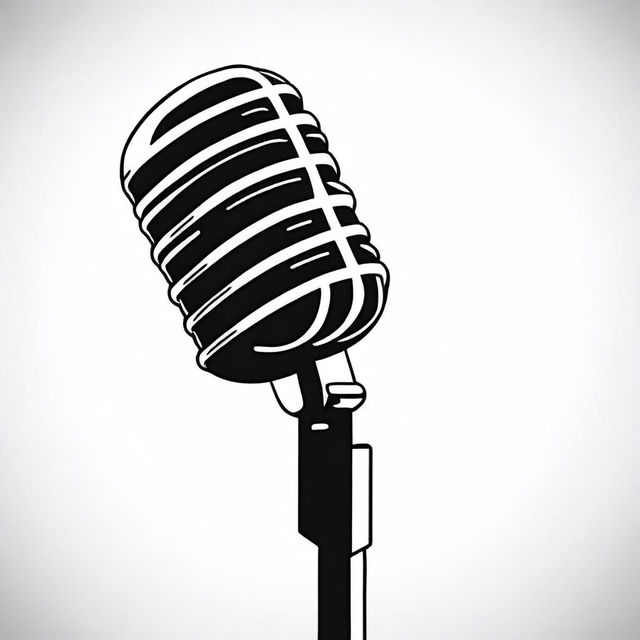 A simple drawing of a microphone in black and white