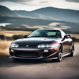 A high-resolution image of a Toyota Supra MK4, showcasing its sleek design, iconic headlights, and sporty aesthetic