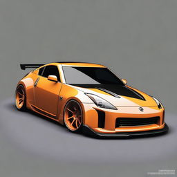 Create an image of a Nissan 350Z styled in the distinctive manner of Khyzyl Saleem