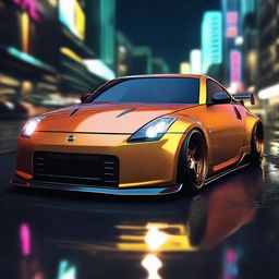 Create an image of a Nissan 350Z styled in the distinctive manner of Khyzyl Saleem