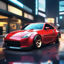 Create an 8K, super realistic image of a Nissan 350Z styled in the distinctive manner of Khyzyl Saleem