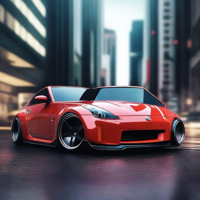 Create an 8K, super realistic image of a Nissan 350Z styled in the distinctive manner of Khyzyl Saleem