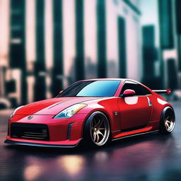 Create an 8K, super realistic image of a Nissan 350Z styled in the distinctive manner of Khyzyl Saleem