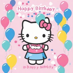 A cute and colorful image of Hello Kitty celebrating a happy birthday for Isabella