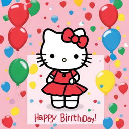 A cute illustration of Hello Kitty holding a sign that says 'Happy Birthday Isabella'