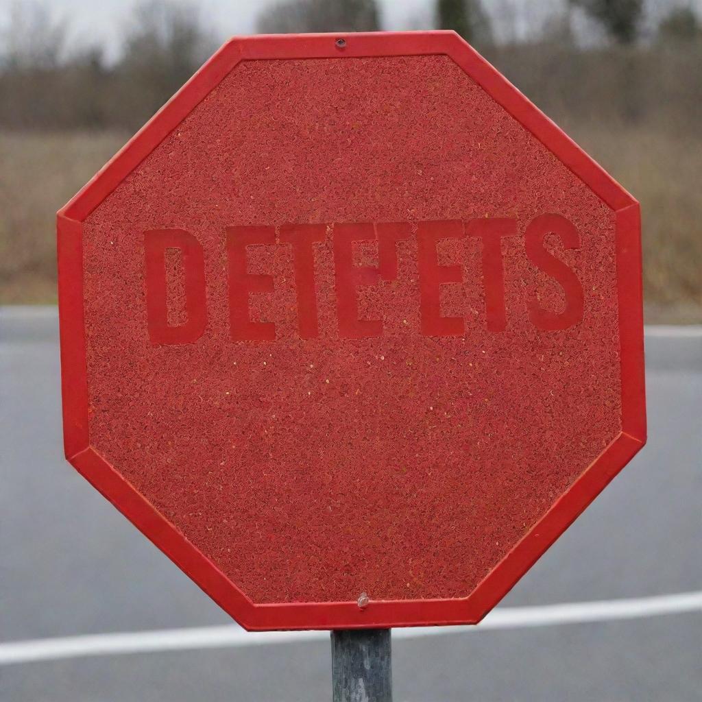 An octagonal stop traffic sign featuring a vivid red blood droplet pierced by glistening sugar crystals. The phrase 'DiabetesStopper.com' is gracefully inscribed at the bottom of the sign.