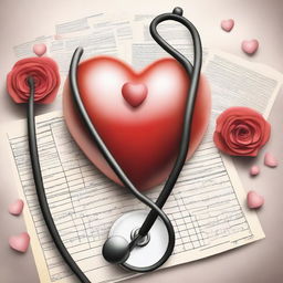 An image suitable for designing a cover or illustration that combines themes of medicine and love