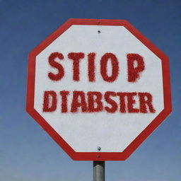 An octagonal stop traffic sign featuring a vivid red blood droplet pierced by glistening sugar crystals. The phrase 'DiabetesStopper.com' is gracefully inscribed at the bottom of the sign.