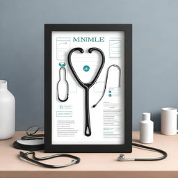 A photo frame design centered around a medical theme, intended for the cover of an interesting novel