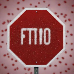 An octagonal stop traffic sign with a glistening red blood droplet at the center pierced by shimmering sugar crystals.