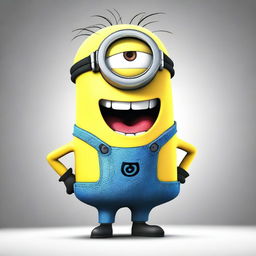 A funny-looking and weird Minion from the Despicable Me series wearing bright, colorful clothes and sporting funny hair