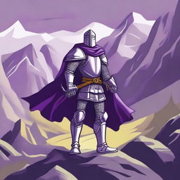 An illustration of a traveling knight wearing a purple cape