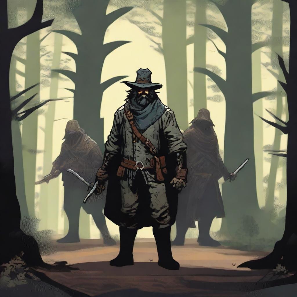 In the depths of the Whispering Woods, the players encounter the Bandit King, a rugged and intimidating leader of a group of outlaws