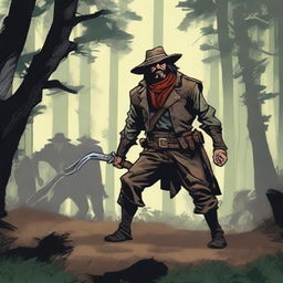 In the depths of the Whispering Woods, the players encounter the Bandit King, a rugged and intimidating leader of a group of outlaws