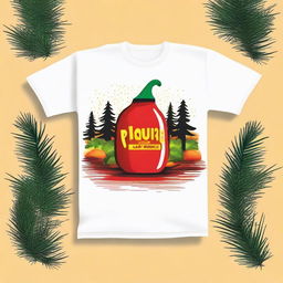 A vibrant T-shirt design for a hot sauce business called 'Pique Los Pinos'