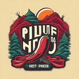 A vibrant T-shirt design for a hot sauce business called 'Pique Los Pinos'