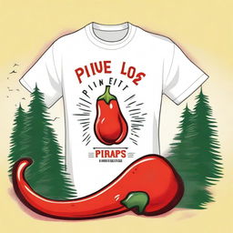 A vibrant T-shirt design for a hot sauce business called 'Pique Los Pinos'