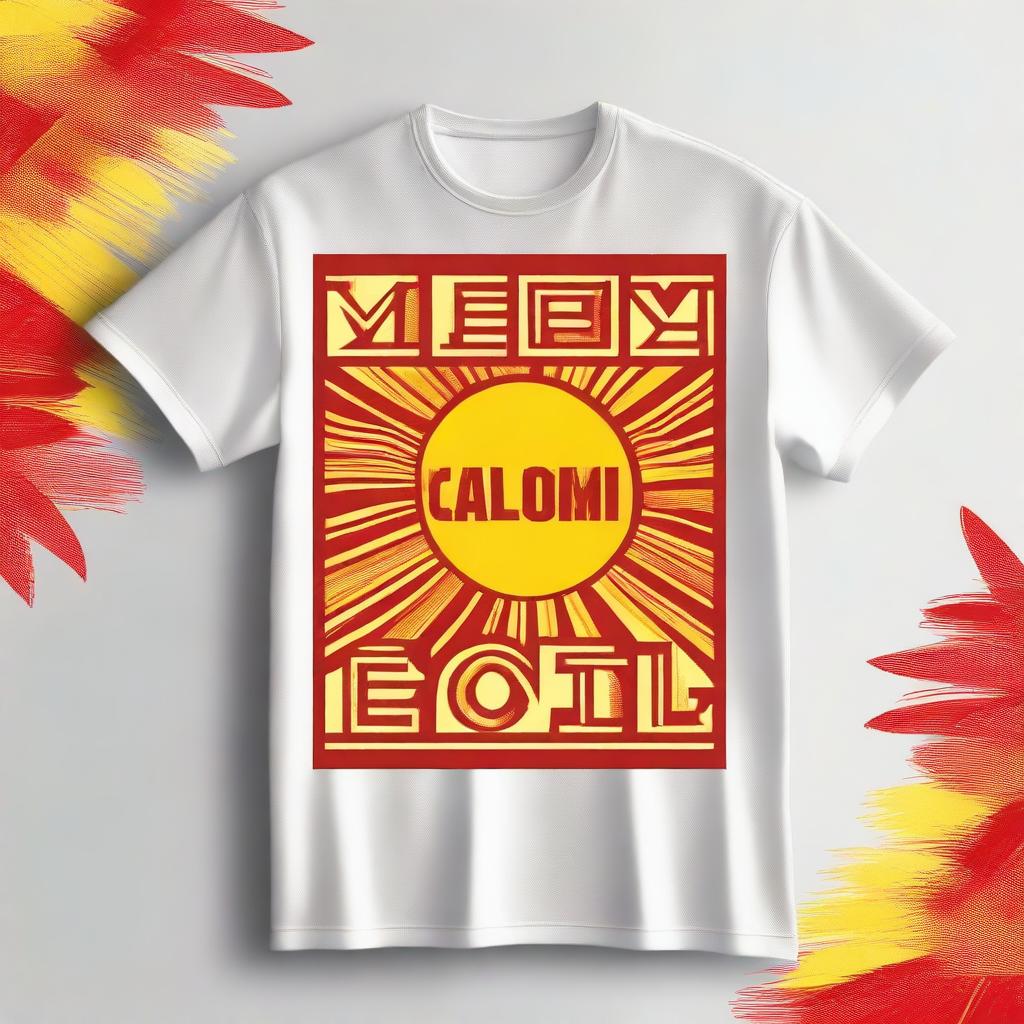 A typography T-shirt design that says 'CALIENTE COMO EL SOL'