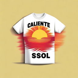 A typography T-shirt design that says 'CALIENTE COMO EL SOL'