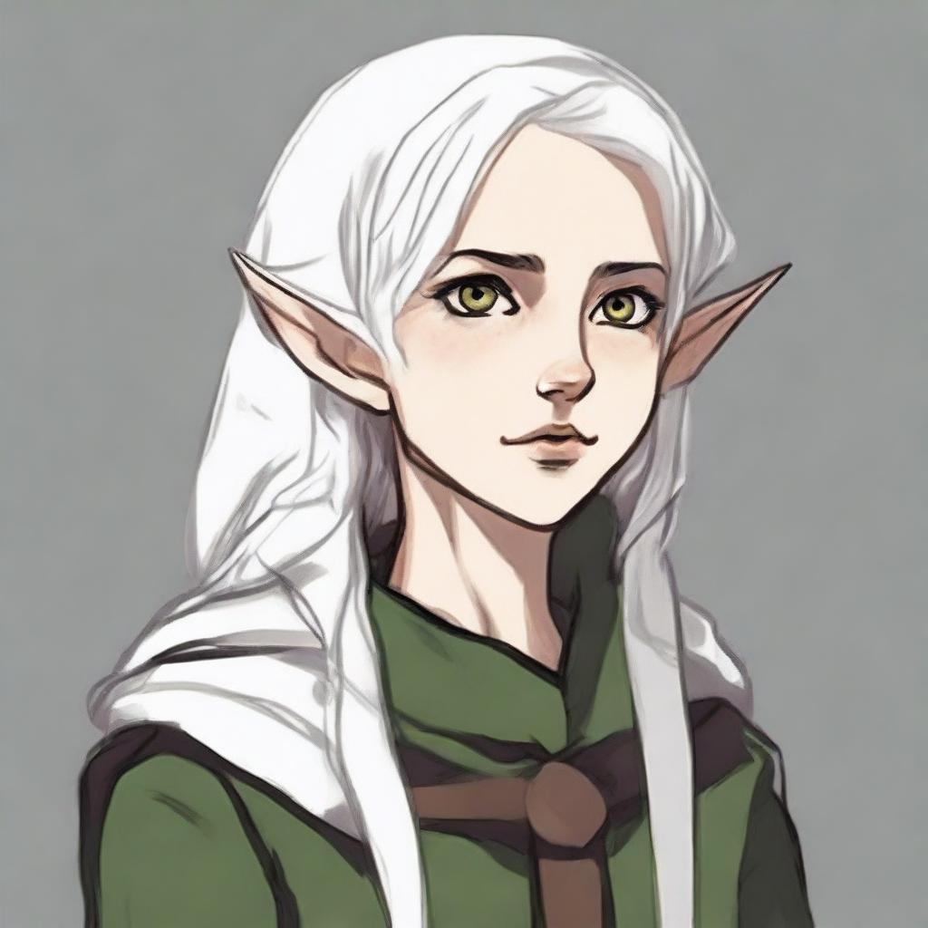 Draw a young elf girl dressed in rogue attire