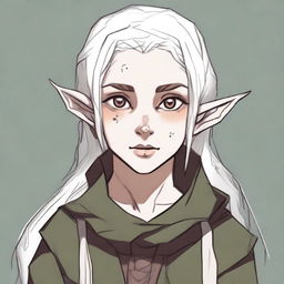 Draw a young elf girl dressed in rogue attire