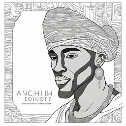 A cover for a coloring book featuring an African man wearing traditional headpieces