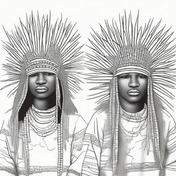 A cover for a coloring book featuring Bushman boys wearing traditional porcupine headpieces