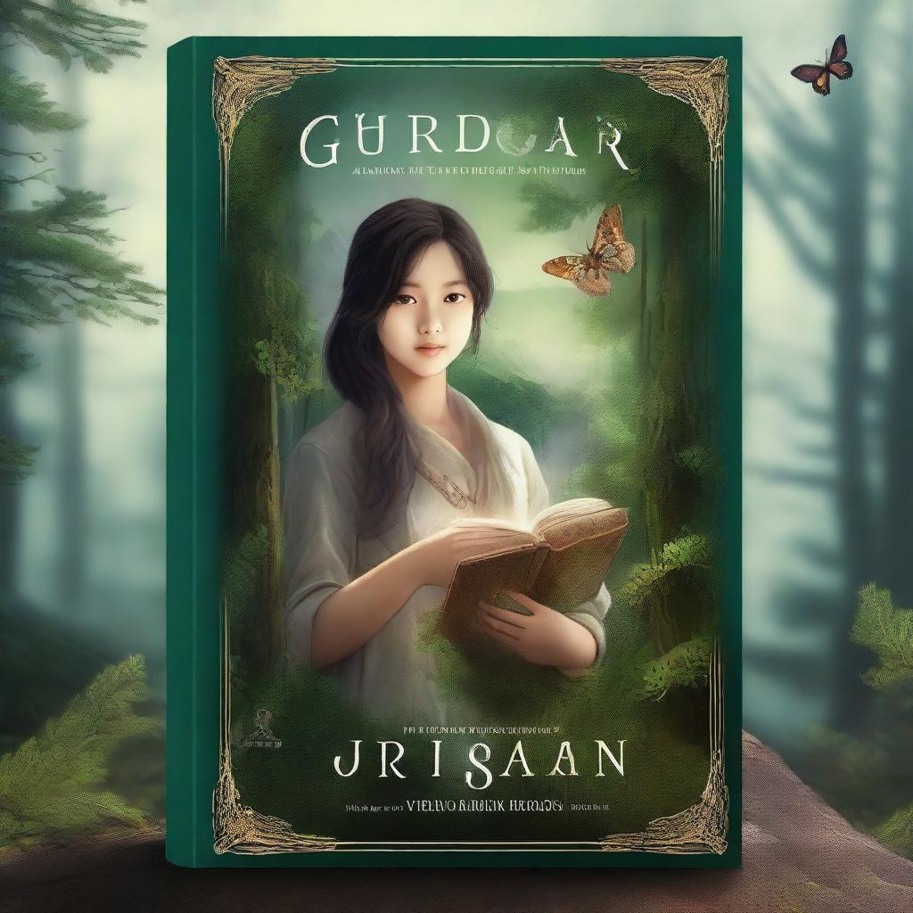 Create a realistic book cover for a novel titled 'Guardião das Almas: Segredos de Jirisan' by Letícia Viega