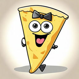 A coquette cartoon of a tortilla chip with a playful and flirtatious expression, wearing a small bow tie and winking