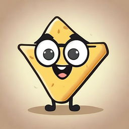 A coquette cartoon of a tortilla chip with a playful and flirtatious expression, wearing a small bow tie and winking