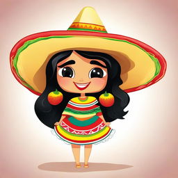 A coquette cartoon of a female human-tortilla chip hybrid character with a playful and flirtatious expression, winking and dressed in a traditional Mexican costume