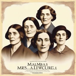 A movie poster featuring three generations of women, each from a different era, connected through the novel 'Mrs