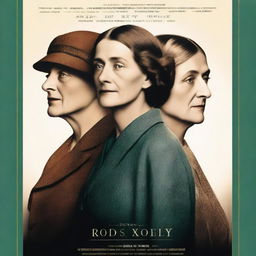 A movie poster featuring three generations of women, each from a different era, connected through the novel 'Mrs