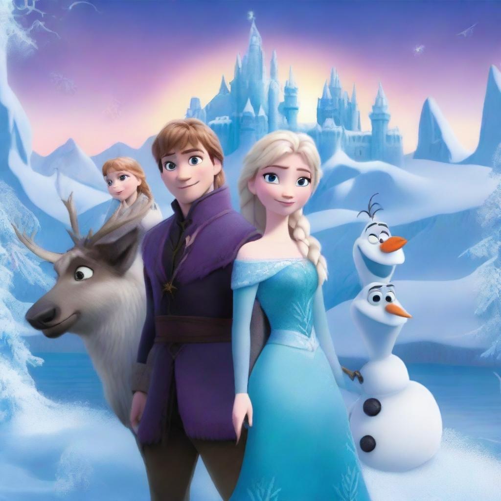 A vibrant and enchanting poster featuring characters from Disney's Frozen