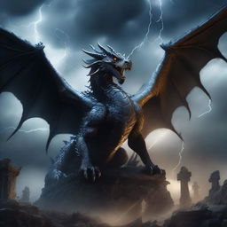 A dragon rising up from the dead, depicted with dark and mystical elements