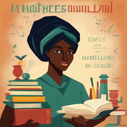 A book cover design about a mother's struggle towards education and managing household responsibilities