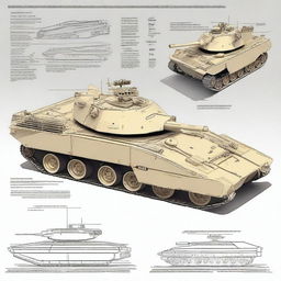 Design a modern tank destroyer with the turret integrated as part of the tank hull