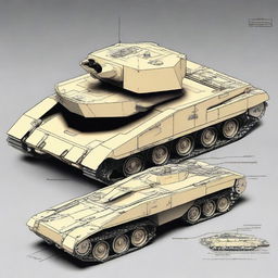 Design a modern tank destroyer with the turret integrated as part of the tank hull