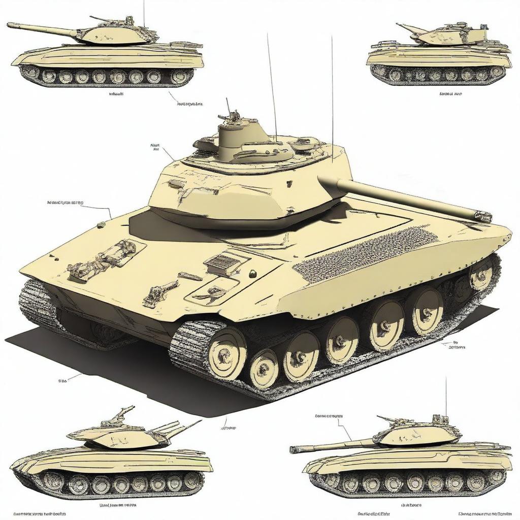 Design a modern tank destroyer with the turret integrated as part of the tank hull