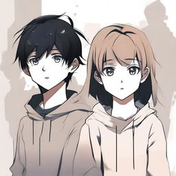 An anime-style illustration depicting a sad teenage girl and boy who are afraid to raise their voices in a democratic society