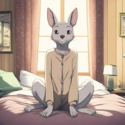 Juno from Beastars is depicted showing off her feet while wearing tight pajamas