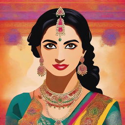 Create a vibrant Bollywood movie style poster featuring a bride getting ready for her marriage