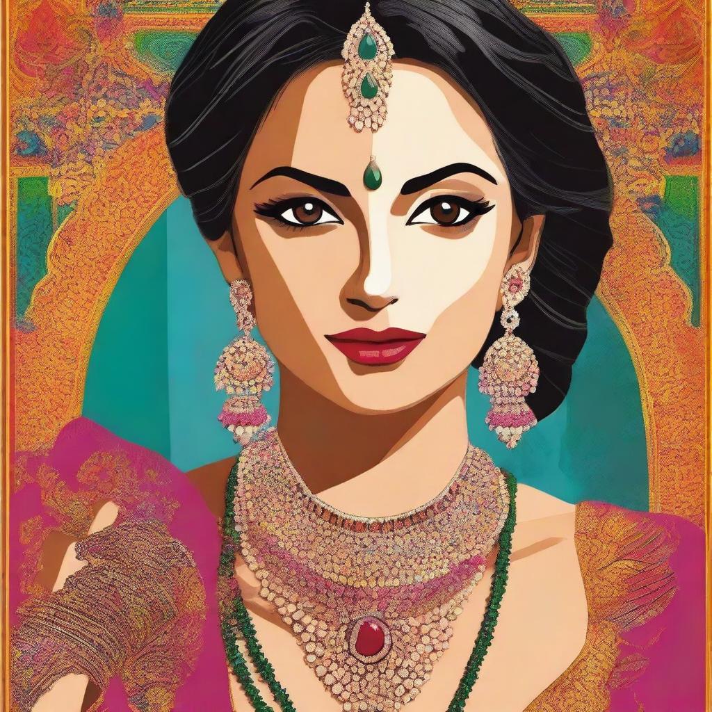 Create a vibrant Bollywood movie style poster featuring a bride getting ready for marriage